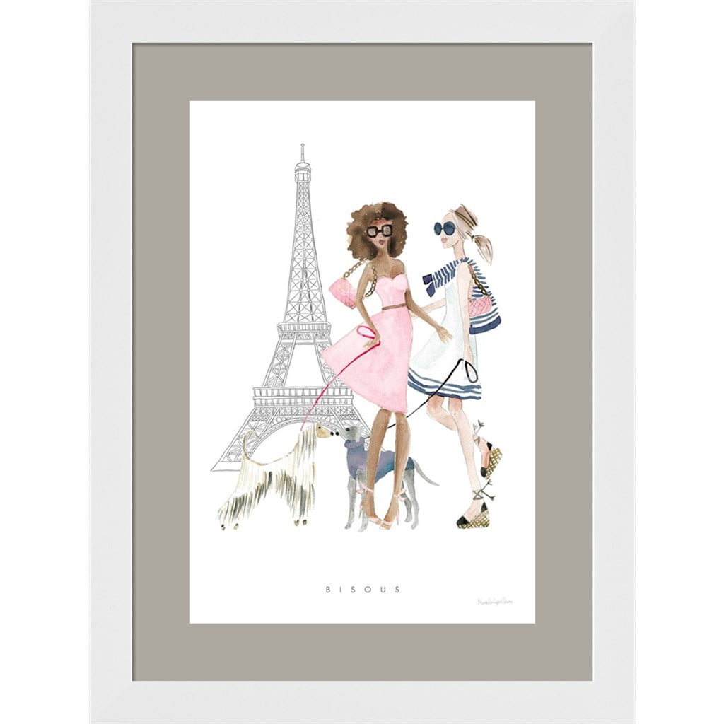 Paris Girlfriends Pastel Framed Wall Art with White Frame