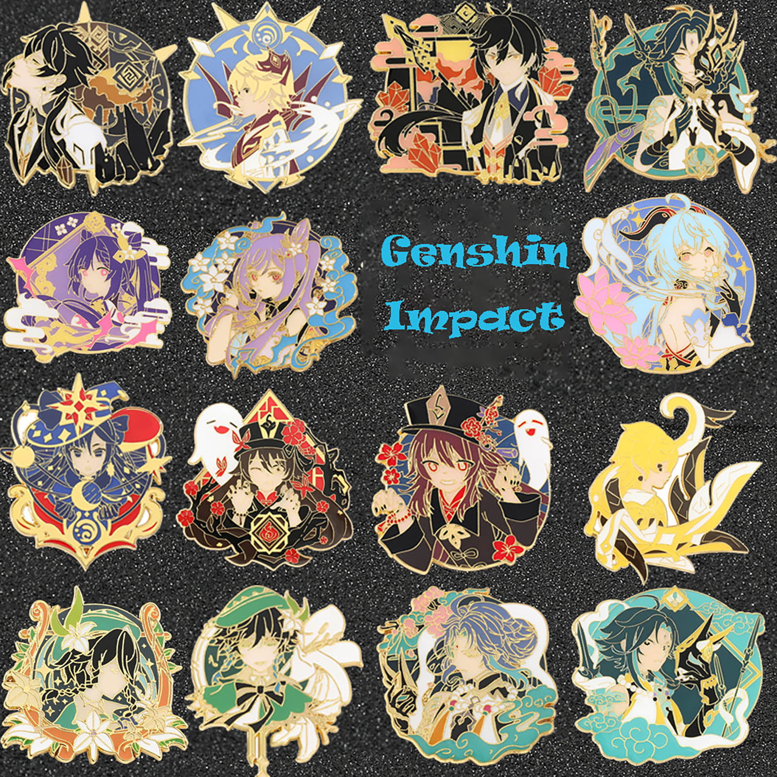 ROKE Genshin Impact Enamel Pins Brooch, Hutao Characters Metal Lapel Pin  Collection, Anime Genshin Impact Keqing Xiao Games Fans Badge Jewelry