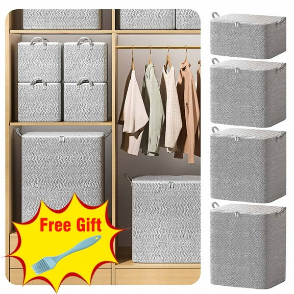 Antqov Clothes Storage, Large Non-Woven Waterproof Clothes Organizer Clothes Storage Bins Comforter Room Storage for Home, Travel, School