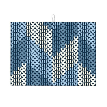 

Sigee Cozy Knitted Blue Chevron for Dish Drying Mat for Kitchen Counter Premium Kitchen Drying Mat 18 x 24 Dish Drying Pad