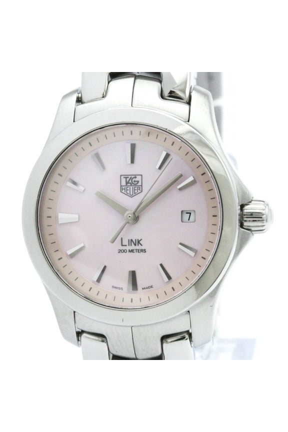 Pre-Owned TAG HEUER Link Pink MOP Dial Steel Quartz Ladies Watch WJF1312 Polished
