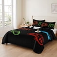 thumbnail image 2 of Twin Quilt Set 68''x86'', Game Controller Lightweight Summer Bedspread Coverlet Set with 2 Pillow Shams, Modern Art Gaming Handheld Black Breathable All Season Quilt Bedding for Dorm/Bedroom, 2 of 9