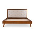 thumbnail image 4 of Contemporary Home Living 84.25” Brown and Beige Queen Size Bed Frame with Upholstered Headboard, 4 of 4