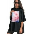 thumbnail image 3 of Plus Size Shirt for Women Black Tops for Women Oversized Short Sleeves Shirt for Women Abstraction Pink 3 T Shirt Crewneck Shirt for Women L, 3 of 5