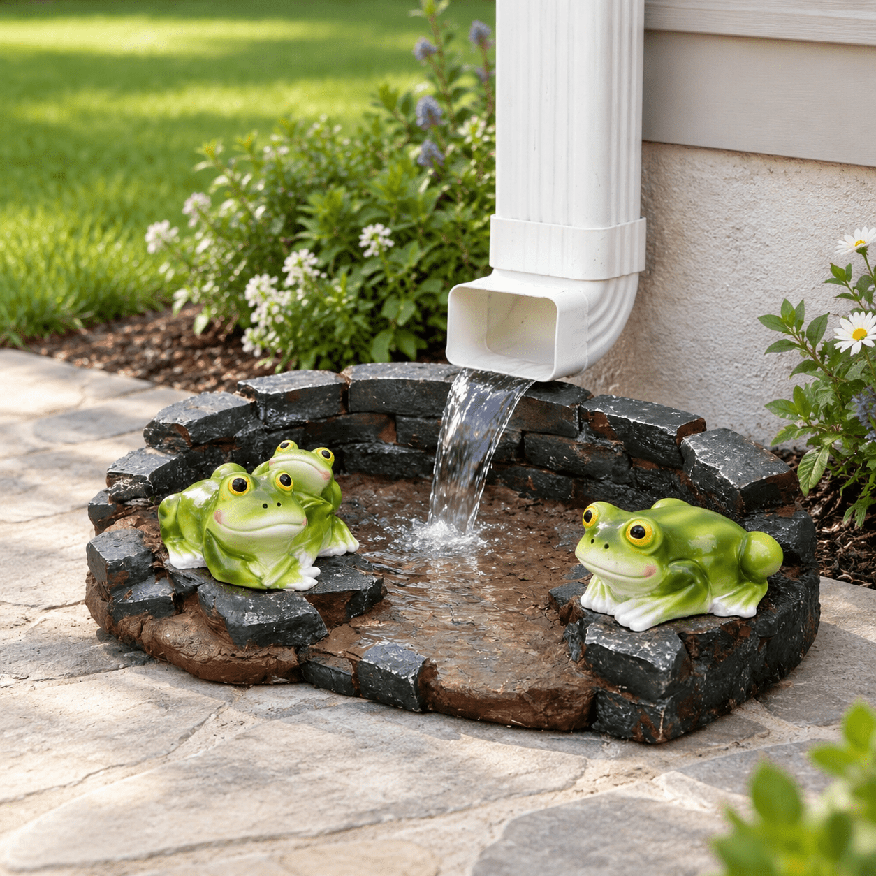 Brick Frog Splash Block Decorative Garden Statue Outdoor Gutter Downspout Accessory for Yard and Lawn