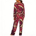 thumbnail image 2 of Women's 2 Pack Pajama Set Long Sleeve Sleepwear Soft Loungewear Pjs Sets, Red Dragon Cloud Japan Traditional, 2 of 6