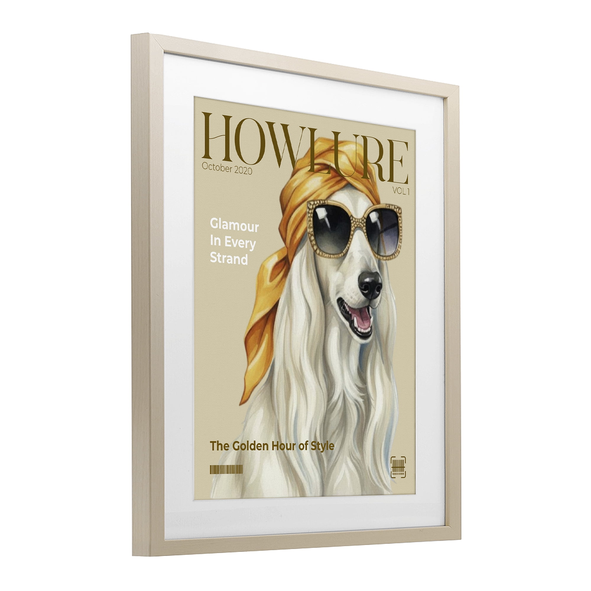 Stupell Industries Howlure Dog Fashion Magazine Birch Framed Print Under Glass, design by A Barefoot Stylist