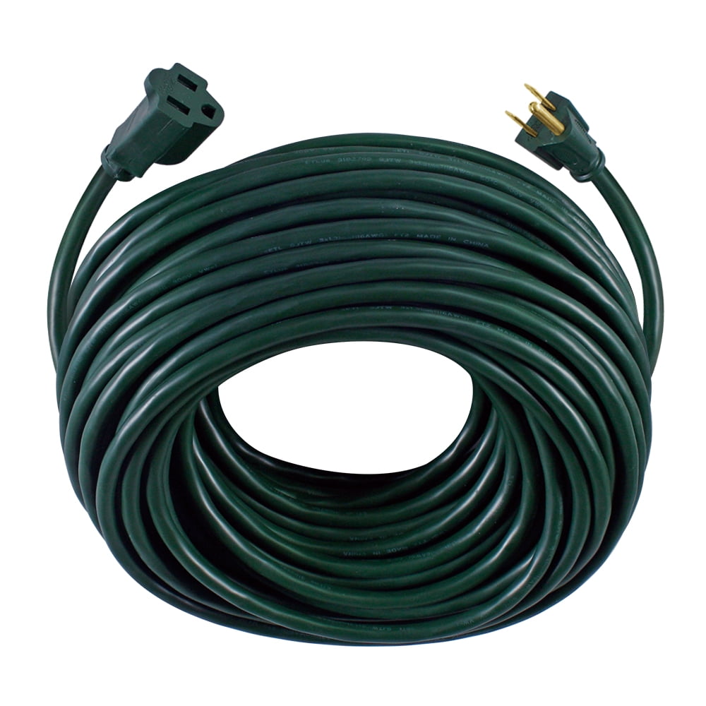 Hyper Tough 100FT 16AWG 3 Prong Green Single Outlet Outdoor Extension Cord,  10 amps 
