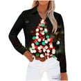 thumbnail image 4 of Uootdi Christmas Blouses for Women Dressy Casual Button Down Long Sleeve Shirts for Women Collared Cute Christmas Printed Gift T ops Business, 4 of 5