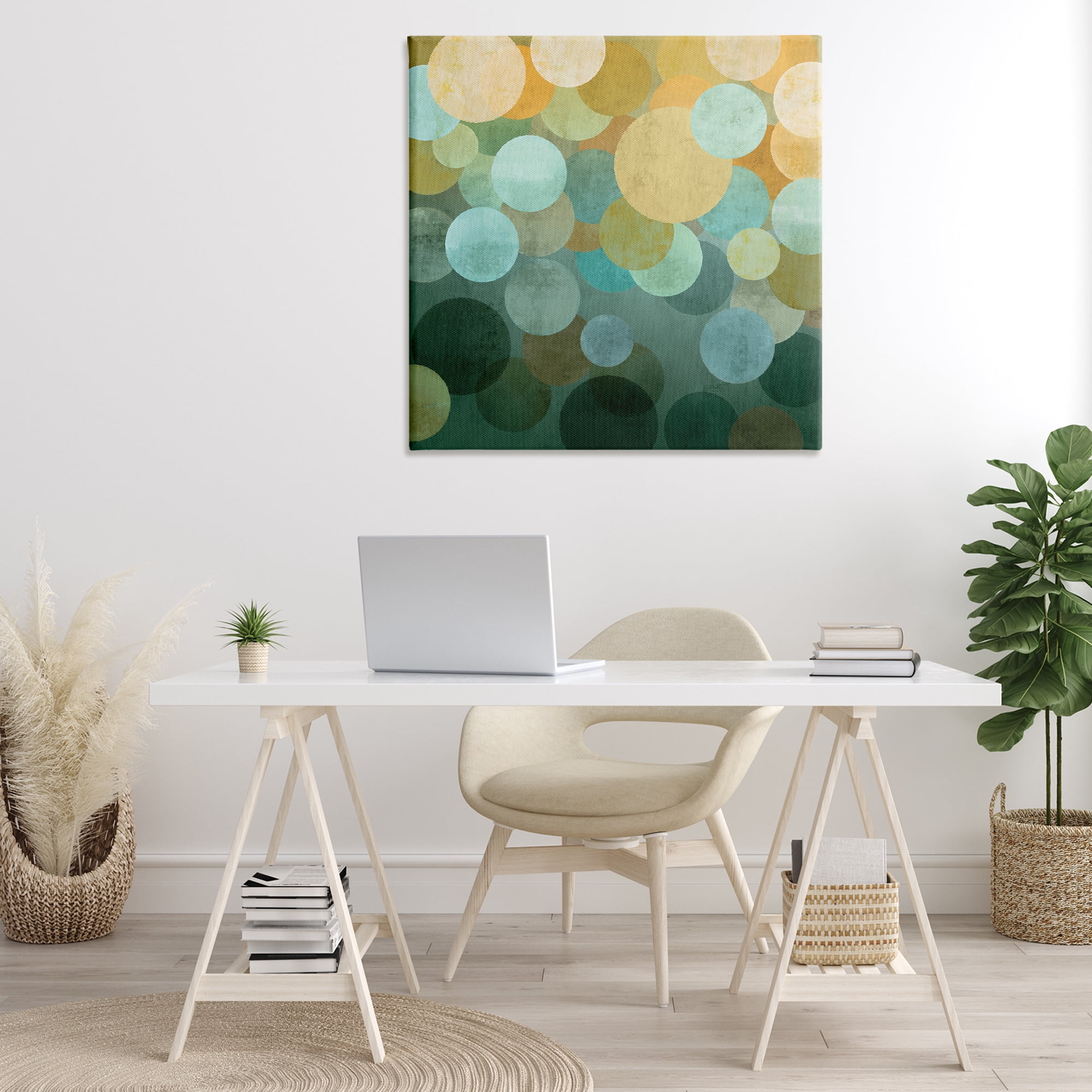 Stupell Industries Round Layered Circles Abstract Painting Gallery Wrapped Canvas Art Print Wall Art, 36 x 36
