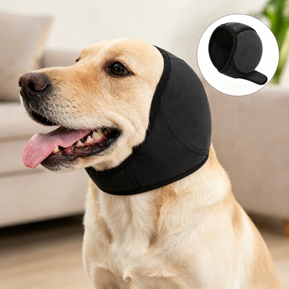 Noise Cancelling Ear Wrap for Dogs, Adjustable Dog Ear Protection Wrap for Fireworks Thunder Grooming Bathing