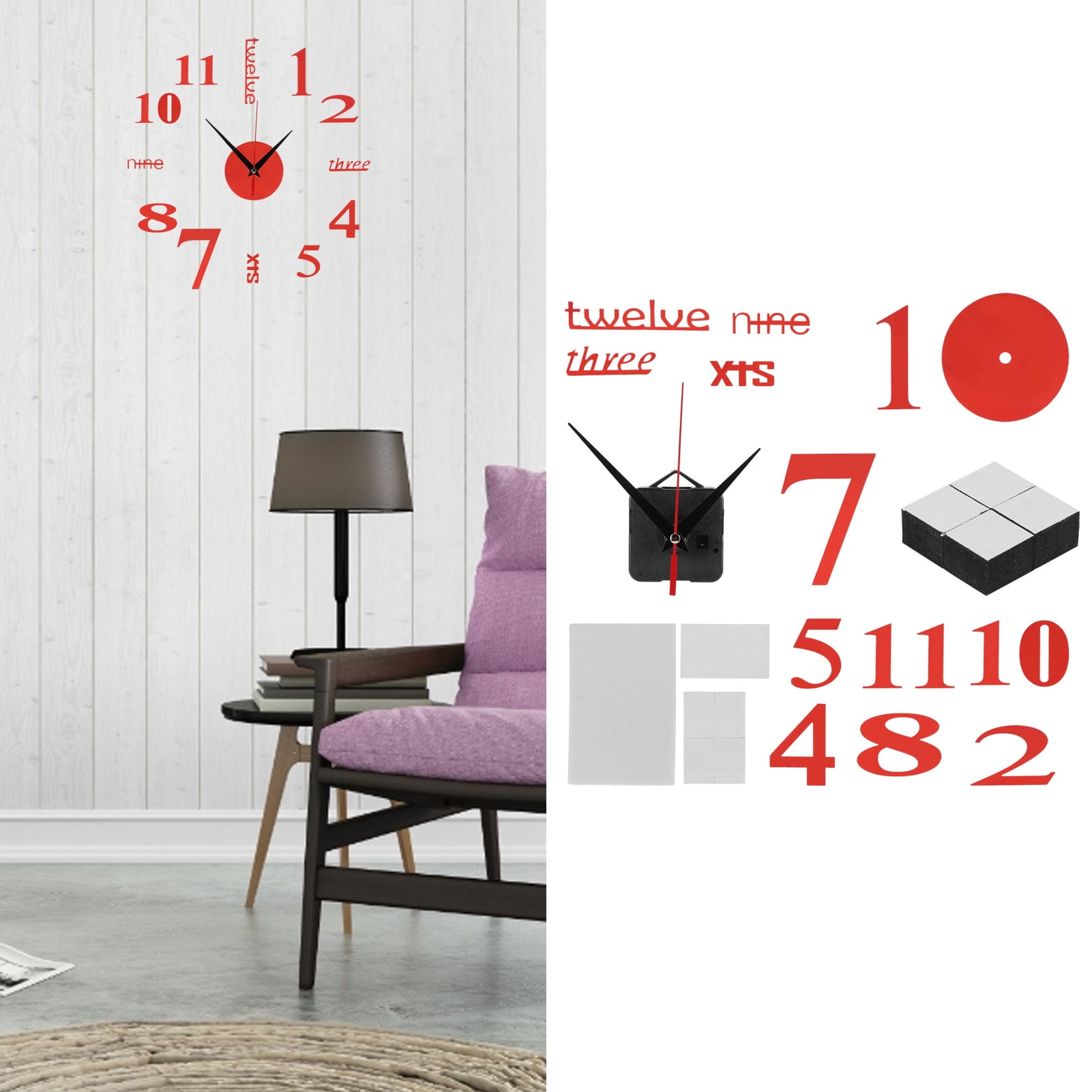 Clock Sticker Wall Decals Modern DIY Digital Wall Clock Sticker Decals