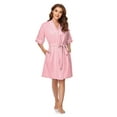 thumbnail image 6 of ANLIQI Women's 100% Cotton Robes Summer Short Sleeve Bathrobe Knee Length Sleepwear with Pockets (Pink,XL), 6 of 7