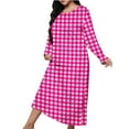 thumbnail image 3 of Wiyuqeen Women's Nightgown Plus Size Long Sleeve Sleep Shirts Crew Neck Comfy Soft Nightshirt Plaid Pajama Sleep Dress Cotton Sleepwear, 3 of 7
