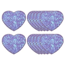 12 Pcs Sequin Heart Iron on Patches, 2.7 x 2.4 Inch Embroidery Sequin Patches for Clothing Repair, Purple