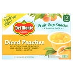 Del Monte Diced Peaches Fruit Cup Snacks, 4 oz, 12 ct