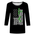 thumbnail image 4 of JSheng Women's 3/ 4 Sleeve Tops Fashion Casual Printed Round Neck Pullover T-shirt for Saint Patrick's Day Black XL, 4 of 5