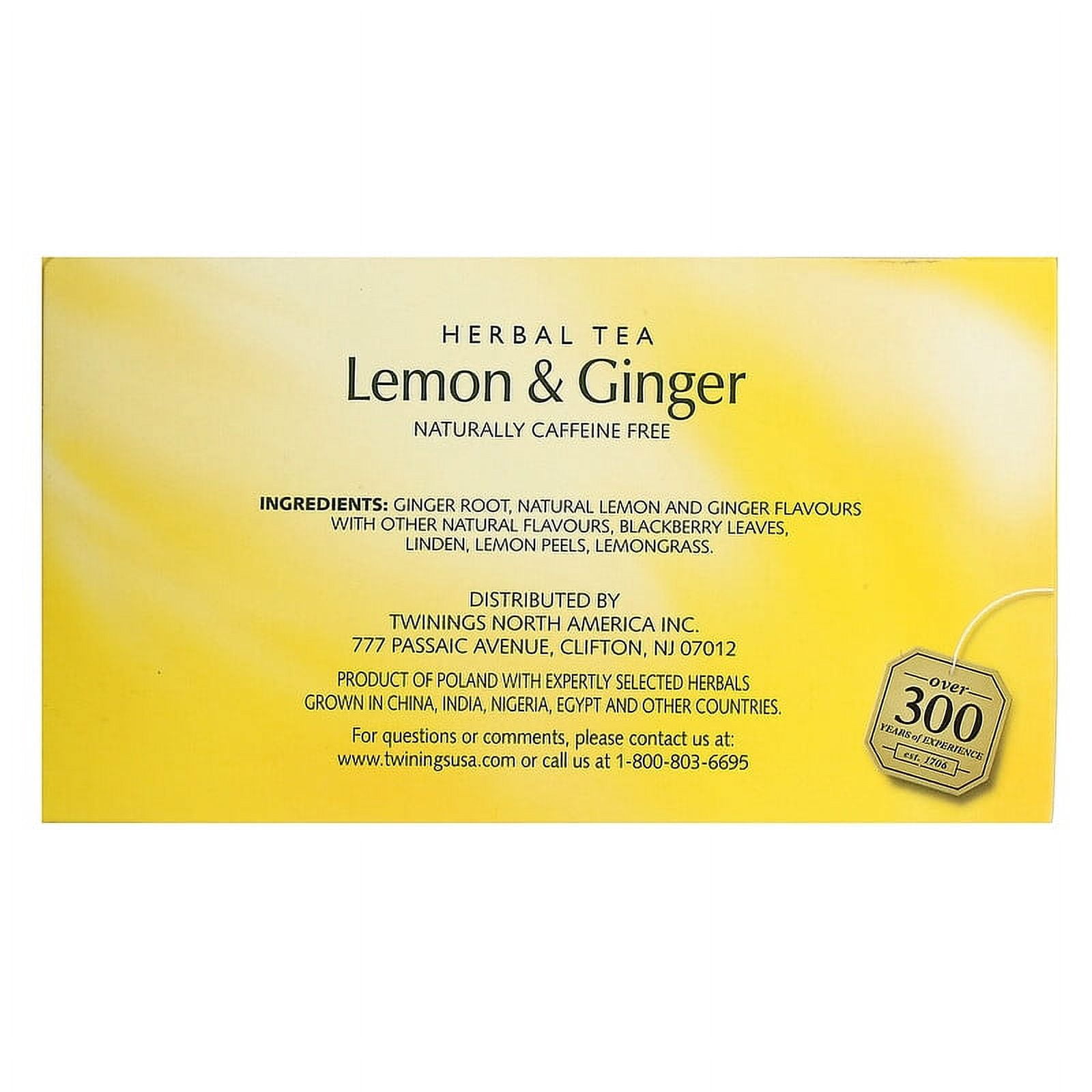 Twinings, Herbal Tea, Lemon & Ginger, Caffeine Free, 50 Tea Bags, 2.65 oz Pack of 2