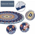 thumbnail image 3 of Mandala Round Tablecloth Colorful Watercolor Kaleidoscope Oriental Vintage Flower Elastic Fitted Table Cover Washable Tablecloths for Kitchen Dining Party 40-44 inch, 3 of 6