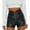 Black, variant on Women's High Waisted Stretchy Denim Bermuda Shorts Vegan Leather Pants Edgy Stretch Slim Solid Color Straight Wide Leg Zip Up Summer Casual Beach Shorts S-XL