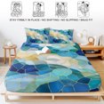 thumbnail image 5 of Cal.King Size Fitted Sheet Set - Blue Green Geometric 3 Piece Bedding Sets 16" Deep Pocket Fitted Sheet with 2 Pillowcases, Stained Glass Abstract Chic Art Brushed Microfiber Hotel Luxury Bed Sheets, 5 of 9