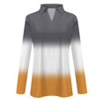 ASDFVBKG Womens Shirts V Neck Long Sleeve Color Block Print Tops 2024