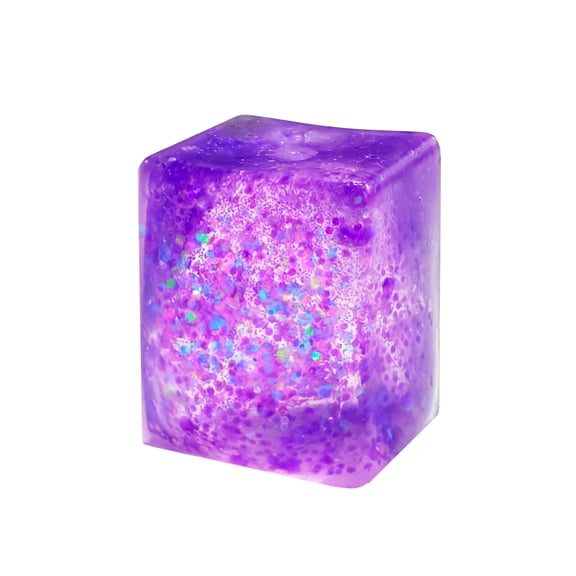 Soft Ice Cuboid Squeeze Toy Cube for Kids Adults, Anxiety Stress Ball Built-in Sequins, Slow Rebound Sensory Toy Autism ADHD Stress Relief Toy, Home Office Stress Ball, Purple