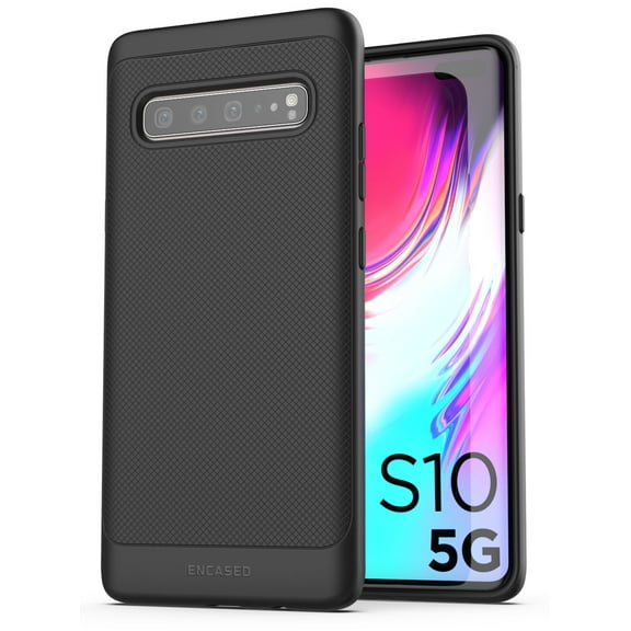 Encased Galaxy S10 5G Case (Thin Armor) Slim Fit Flexible Grip Phone Cover for Samsung S10 5G - Black