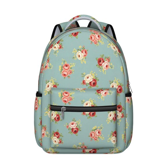 Pioneer Flower Floral Print Pattern Backpack for School, Cute School Bag with Adjustable Shoulder Straps and Padded Back, 15.3"x11"x7.1"