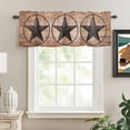 thumbnail image 2 of Western Star Retro Rod Pocket Curtain Valance, Country Farmhouse Brown Wooden Grain Farmhouse Window Valance for Living Room, Bedroom, Kitchen 42"W x 12"L, 2 of 9