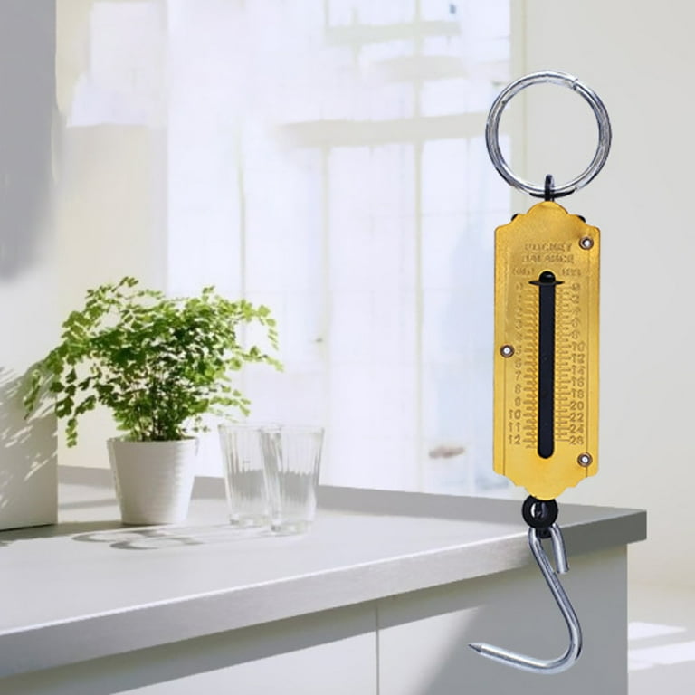 25KG Portable Weighing Vertical Spring Machine Selling Vegetables Scale  Mechanical Hanging Hook Scales(Golden)
