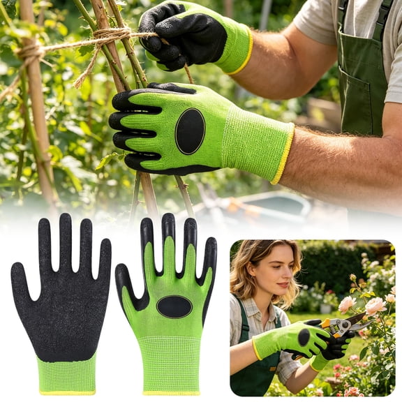 Leeye Gardening Gloves for Women Men Breathable Latex Coated Garden Gloves with Grip, Protective Work Gloves for Weeding Planting Pruning, 3 Pairs Green