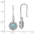 thumbnail image 3 of Finest Gold Sterling Silver Rhodium Plated Aqua & White CZ Dangle Earrings, 3 of 3