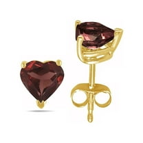 Paris Jewelry 14k Yellow Gold Plated 1/2 Ct Heart Garnet Stud Earrings | Jewelry Gift for Her Women