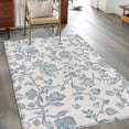 thumbnail image 3 of Farmhouse Flower Large Area Rugs for Bedroom Living Room, Soft Non Slip Carpet Bedside Rug, Botanical Vintage Light Blue Leaf Rectangular Floor Cover Kitchen Accent Rug 3'x5' for Dining Room/Office, 3 of 9