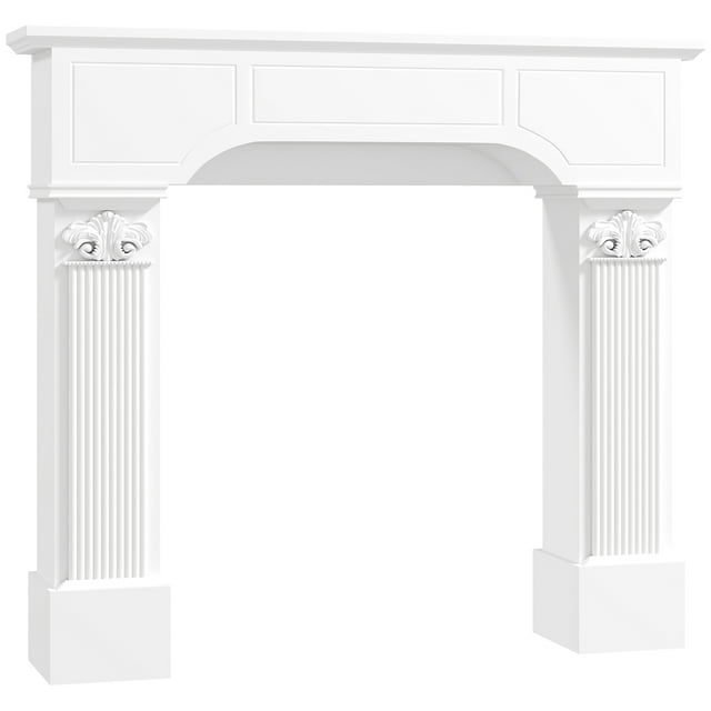 HOMCOM Baroque Fireplace Mantel, Fireplace Surround with Ionic Leg, White