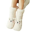 thumbnail image 2 of Slipper Socks for Women with Grippers Non Slip Fuzzy Grip Winter Warm Cozy Thick Comfy Soft Fleece Cabin Socks White, 2 of 4