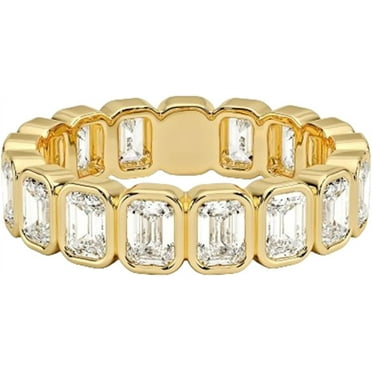 2Ct Emerald Cut Diamond Eternity Wedding Band 14K Gold Plated