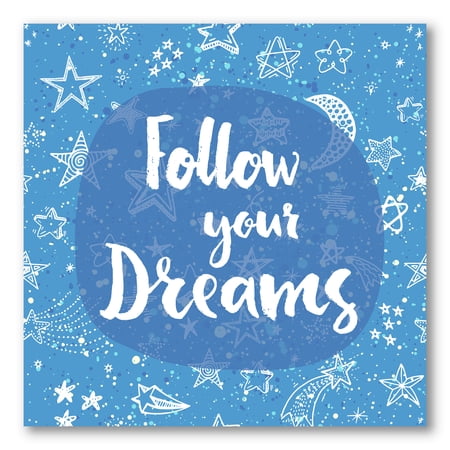 Follow Your Dreams On Blue II 16 in x 16 in Photography Canvas Art Print by Designart