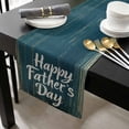 thumbnail image 3 of Happy Father's Day Cotton Linen Table Extra Long Runner 13 x 120 inch Teal Beige Shabby Wooden Grain Non-slip Rectangular Dining Table Decor for Wedding Party Holiday Dinner, 3 of 8