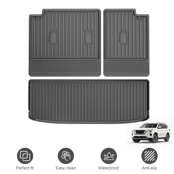 Fit for Nissan Pathfinder 2022-2025 Cargo Mat & Backrest Mat TPE All Weather Back Seat Cover Protector Pathfinder Accessories