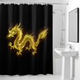 thumbnail image 2 of Dragons Flames Shower Curtain, Yellow Dragons Abstract Art Black Background Waterproof Shower Curtain Set with 12 Hooks Lightweight Bath Curtains Fabric Bathroom Decor 72x72 Inches, 2 of 9