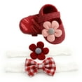 thumbnail image 5 of Diconna Baby Soft Sole Floral Mary Jane Flats and Hairbands 3 Piece Set, 5 of 5