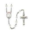 thumbnail image 1 of St. Jeanne Chezard de Matel Silver-Plated Rosary 6mm April Crystal Fire Polished Beads Crucifix Size 1 3/8 x 3/4 medal charm, 1 of 1