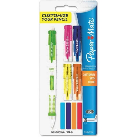 Paper Mate Clearpoint Mix & Match Mechanical Pencil, Medium Point 0.7mm, #2 HB, Assorted Color Tops