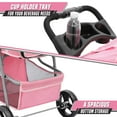 thumbnail image 5 of Cat Dog Stroller,3-Wheels Pet Stroller for Medium/Puppy Dogs 30 Lbs, Cat Strollers for 1 Cats, Foldable Dog Stroller with Storage Basket and Cup Holder, Breathable Mesh Pink, 5 of 9