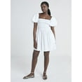 thumbnail image 2 of Scoop Women’s and Women's Plus Cotton Smocked Mini Dress with Puff Sleeves, Sizes XS-4X, 2 of 4