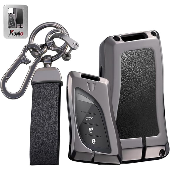 Key Fob Cover Compatible with Lexus ES IS LS LC NX RX LX RC GX UX TX Leather 3 Button 2018-2025 Keychain Case Holder Protector,Black-long Keychain