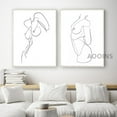 thumbnail image 4 of Dibujo de una línea abstracta de mujer desnuda, pintura en lienzo, impresiones, figura femenina desnuda, boceto de línea mínima, póster, decoración artística para el hogar, 4 of 5