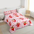 thumbnail image 3 of Manfei Cute Bow Knot Bedding Comforter Set,Sweet Strawberry Twin Comforter Sets,Pink Heart Print Bedding Set For Girl Teens,Ultra Soft Home Decor Reversible,2pcs, 3 of 8